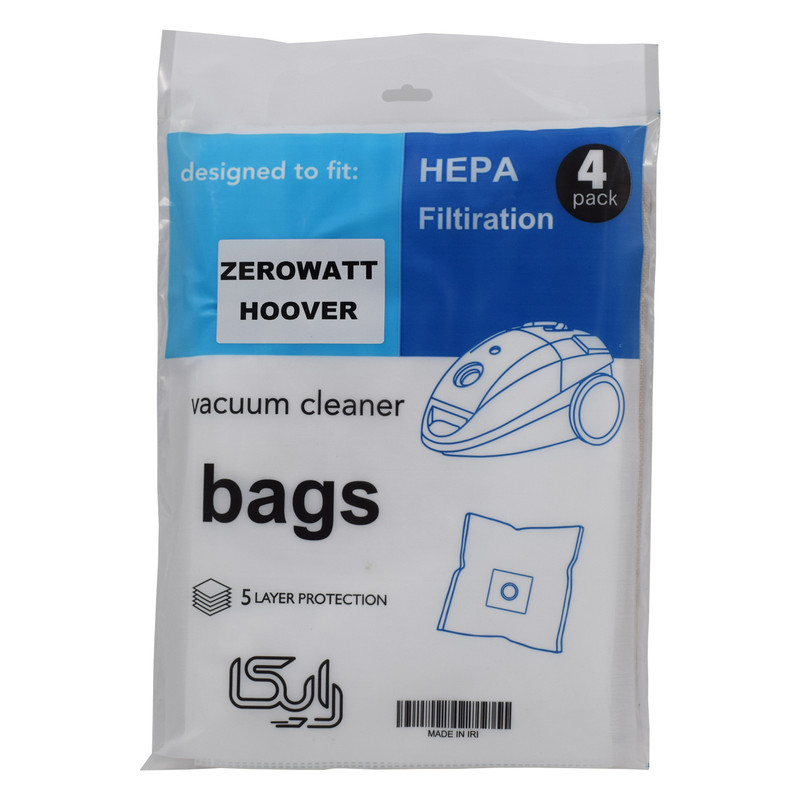 پاکت جاروبرقی رایکا مدل هپا بسته 4 عددی مناسب برای جاروبرقی زیرو وات و هوور